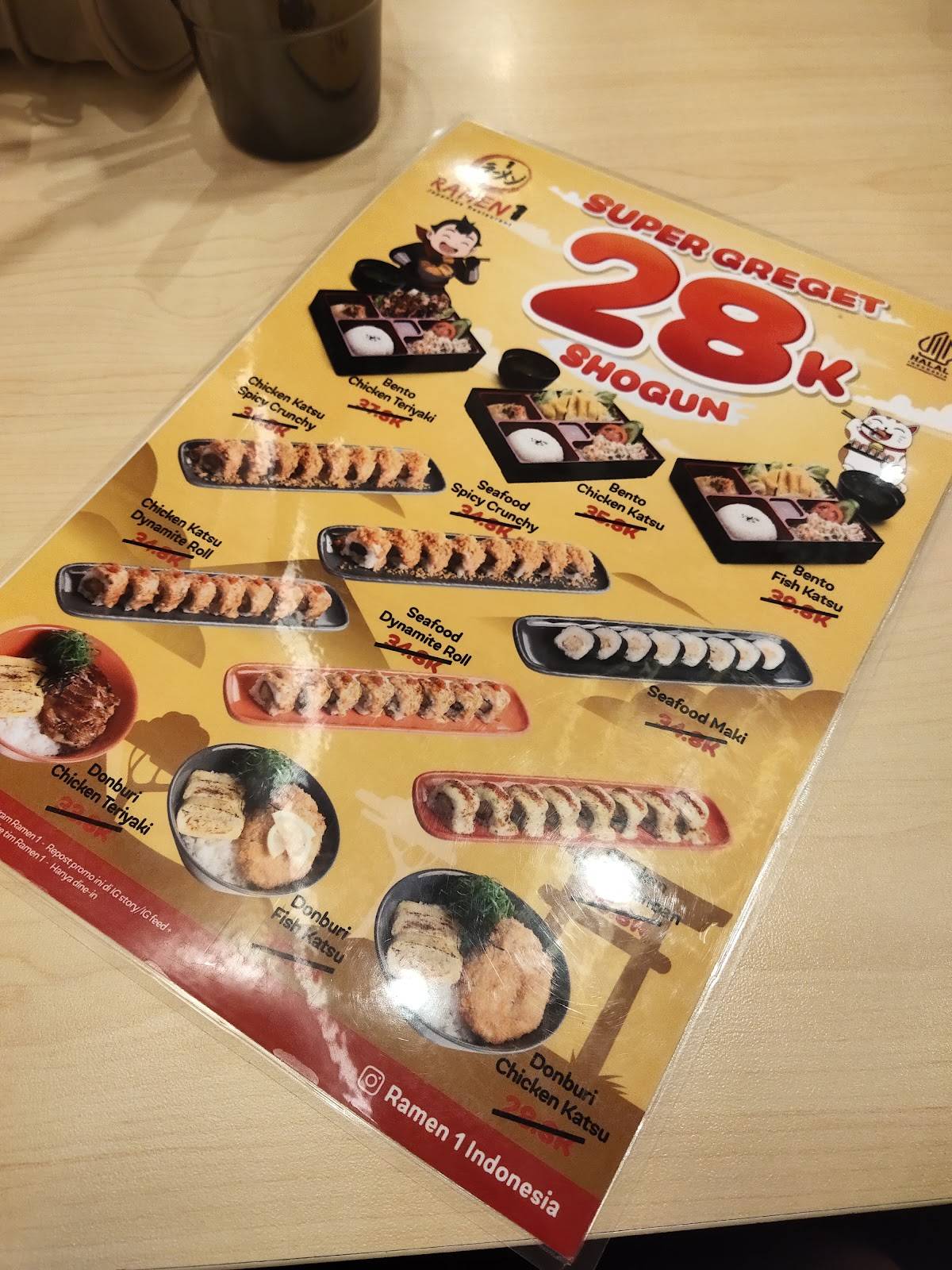 Ramen 1 Rita Supermall Tegal меню