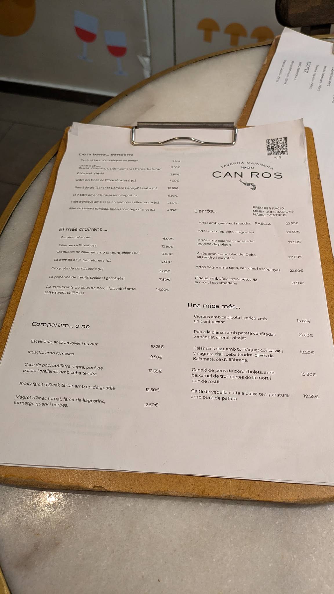 Restaurant Can Ros меню