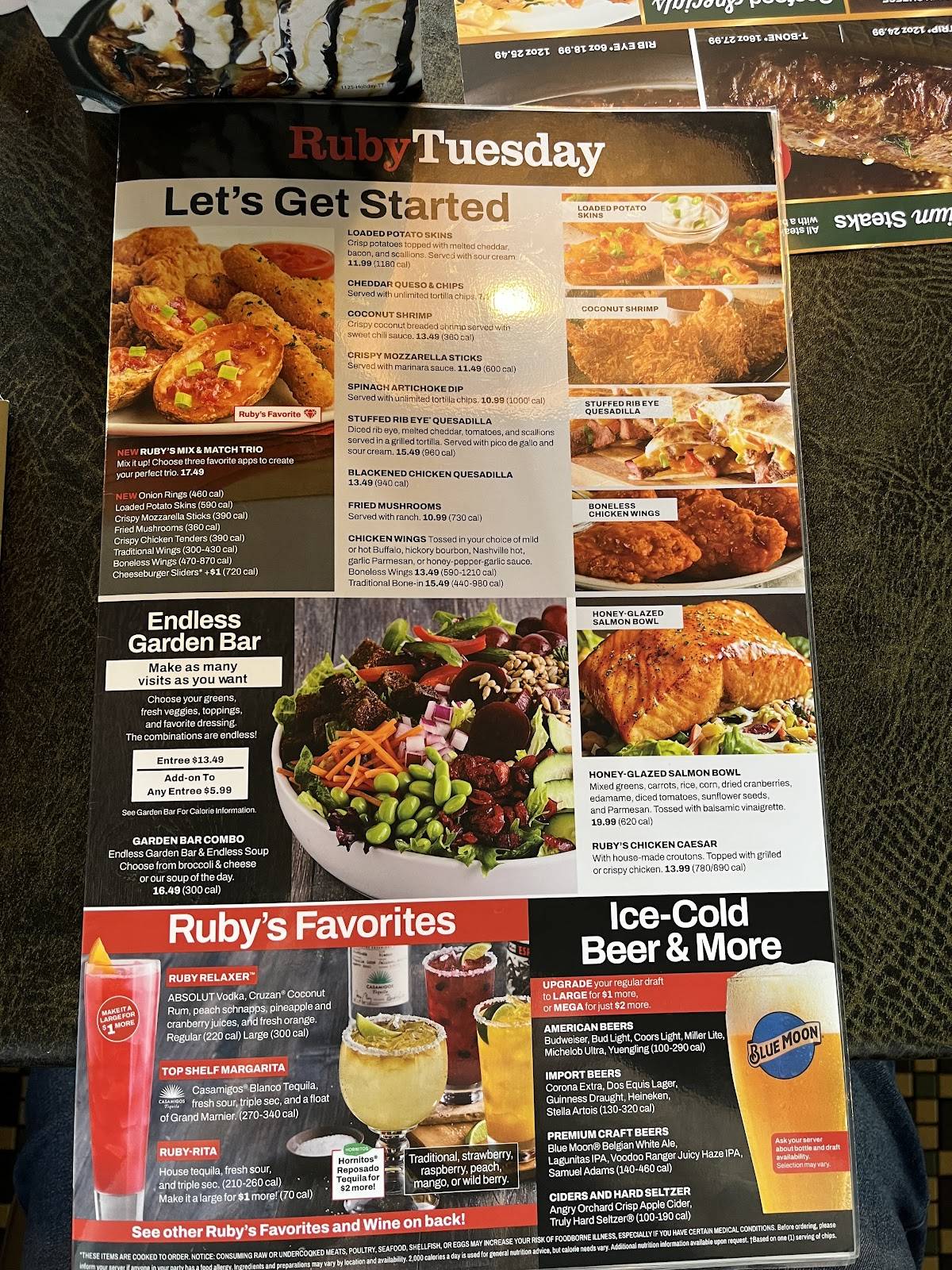 Ruby Tuesday меню