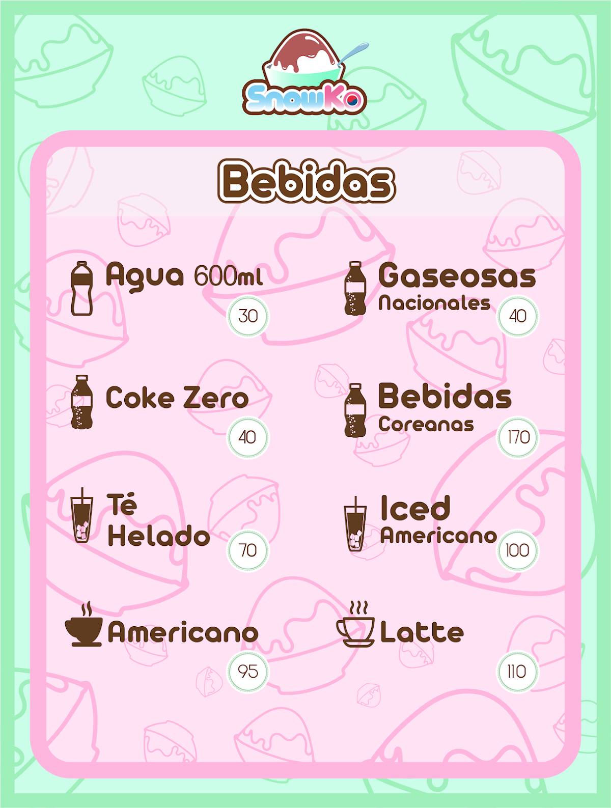 Snowko Raspados меню