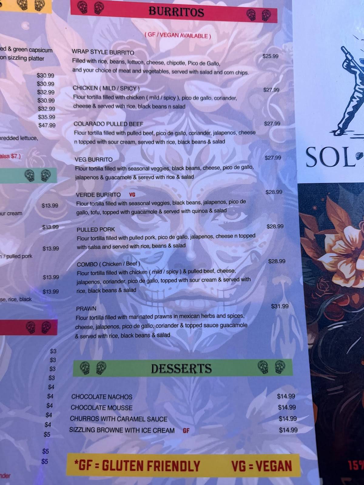 Sol Agave меню