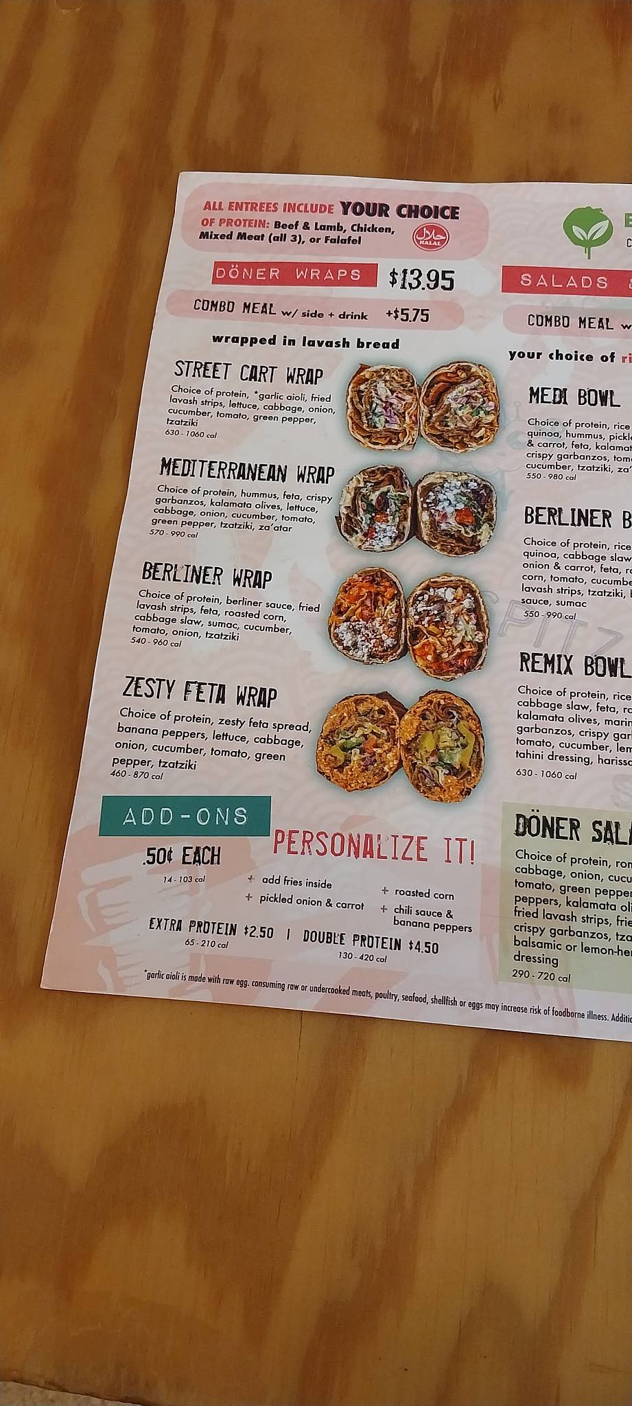 Spitz Mediterranean Street Food меню
