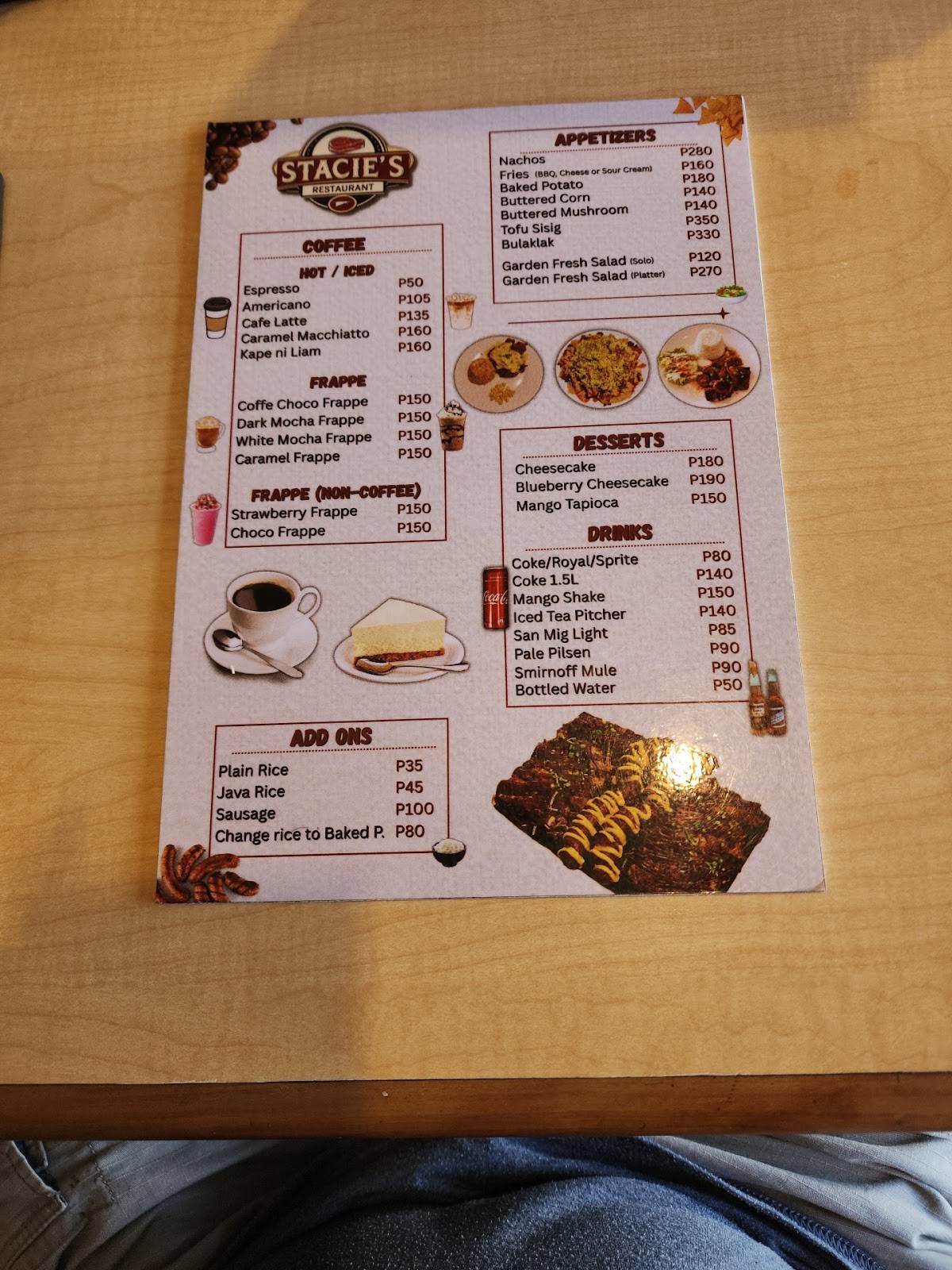 Stacie's Restaurant меню