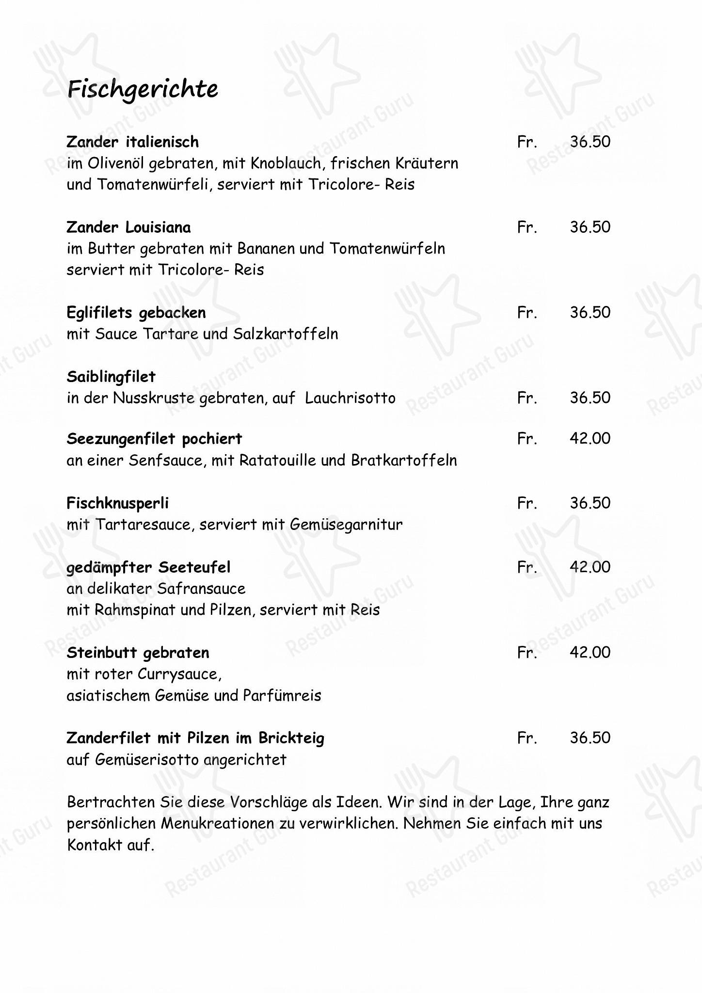 Крафт меню ресторана Gasthaus Sternen в Рюдлингене
