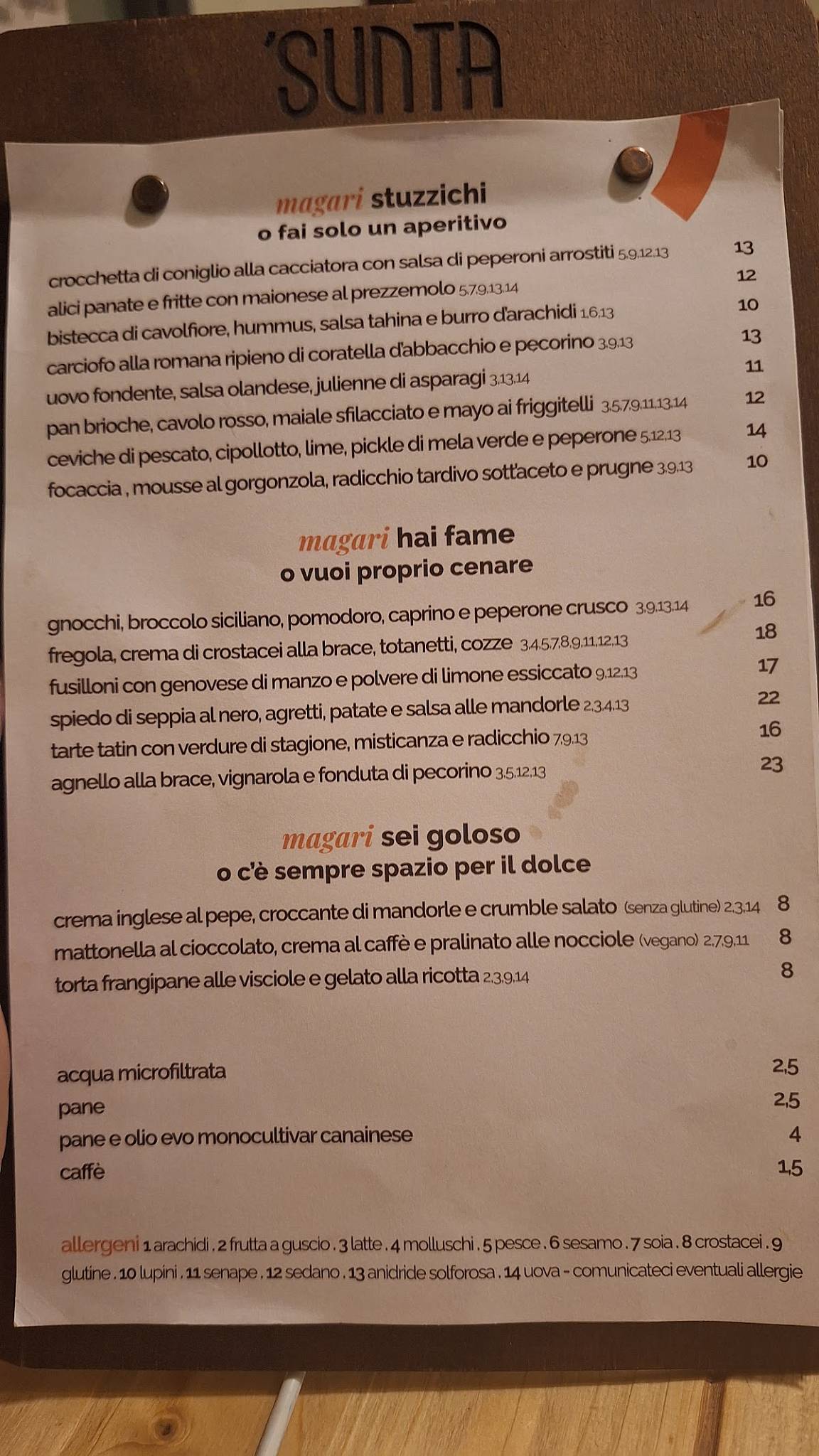 ‘Sunta меню