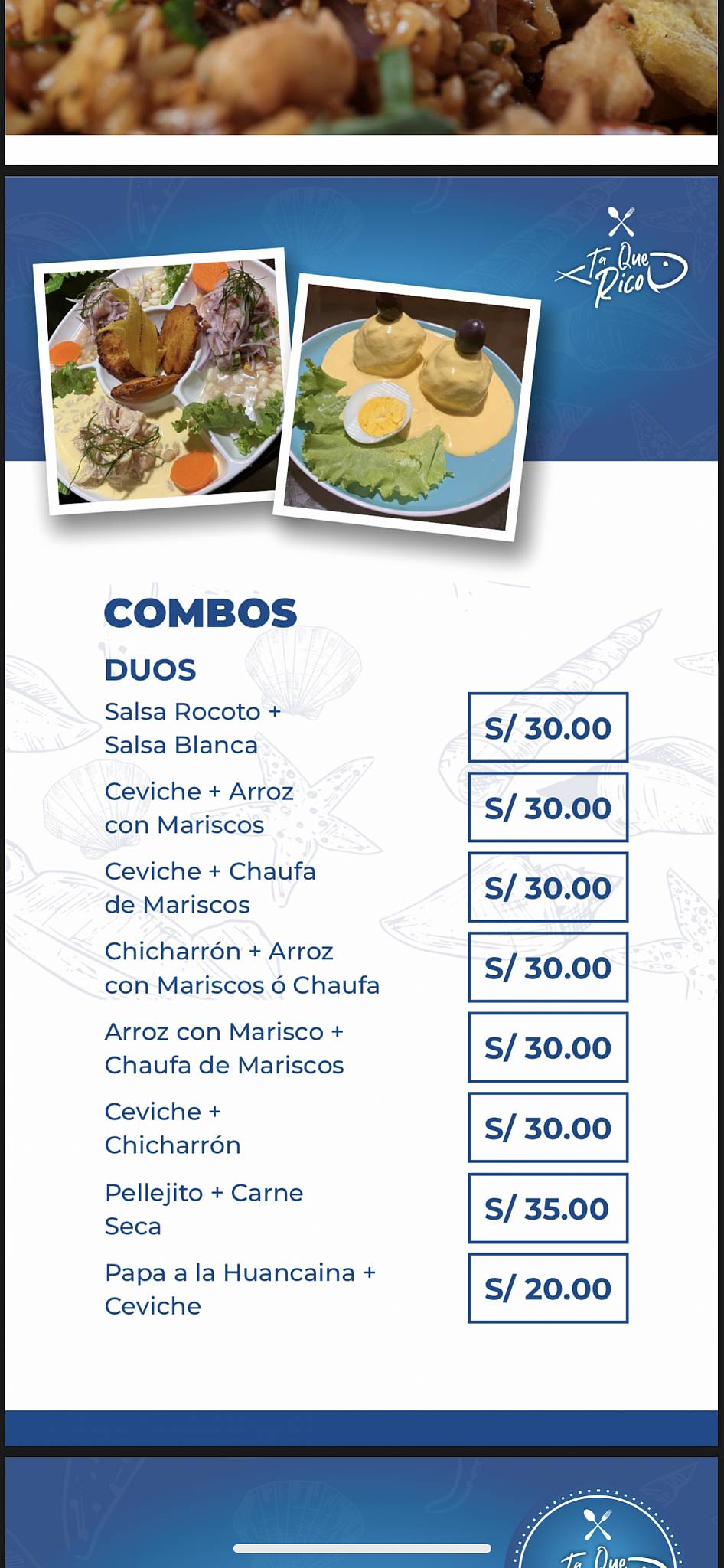 Ta que rico меню