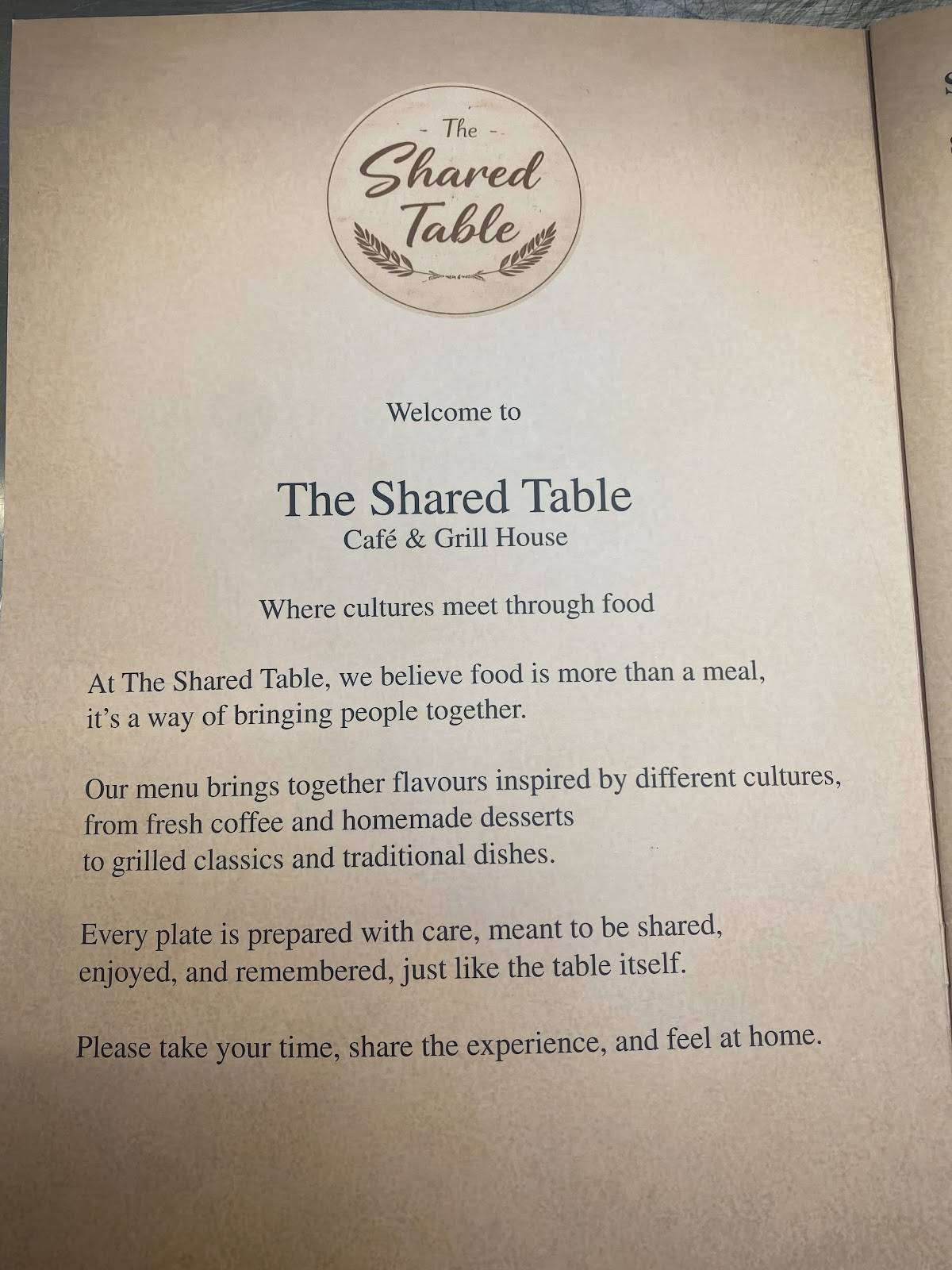 The Shared Table меню