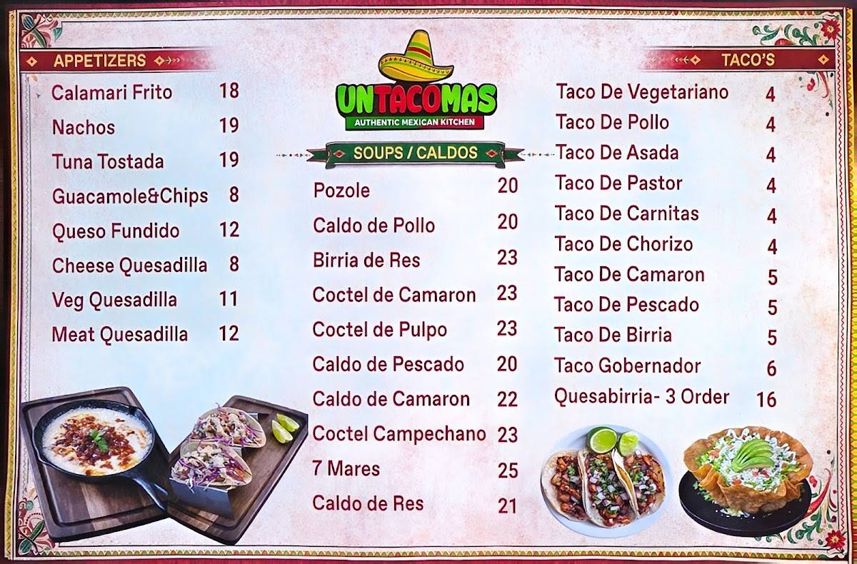 UN TACO MAS меню