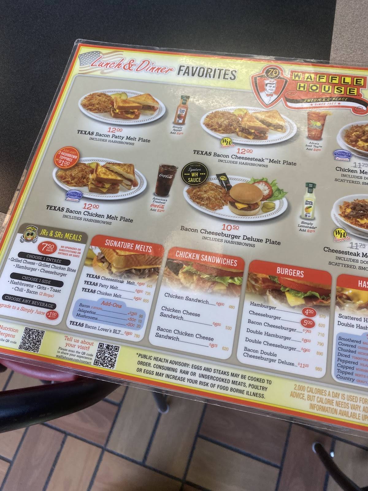 Waffle House меню