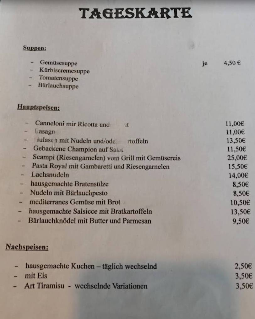 Weißmühle меню