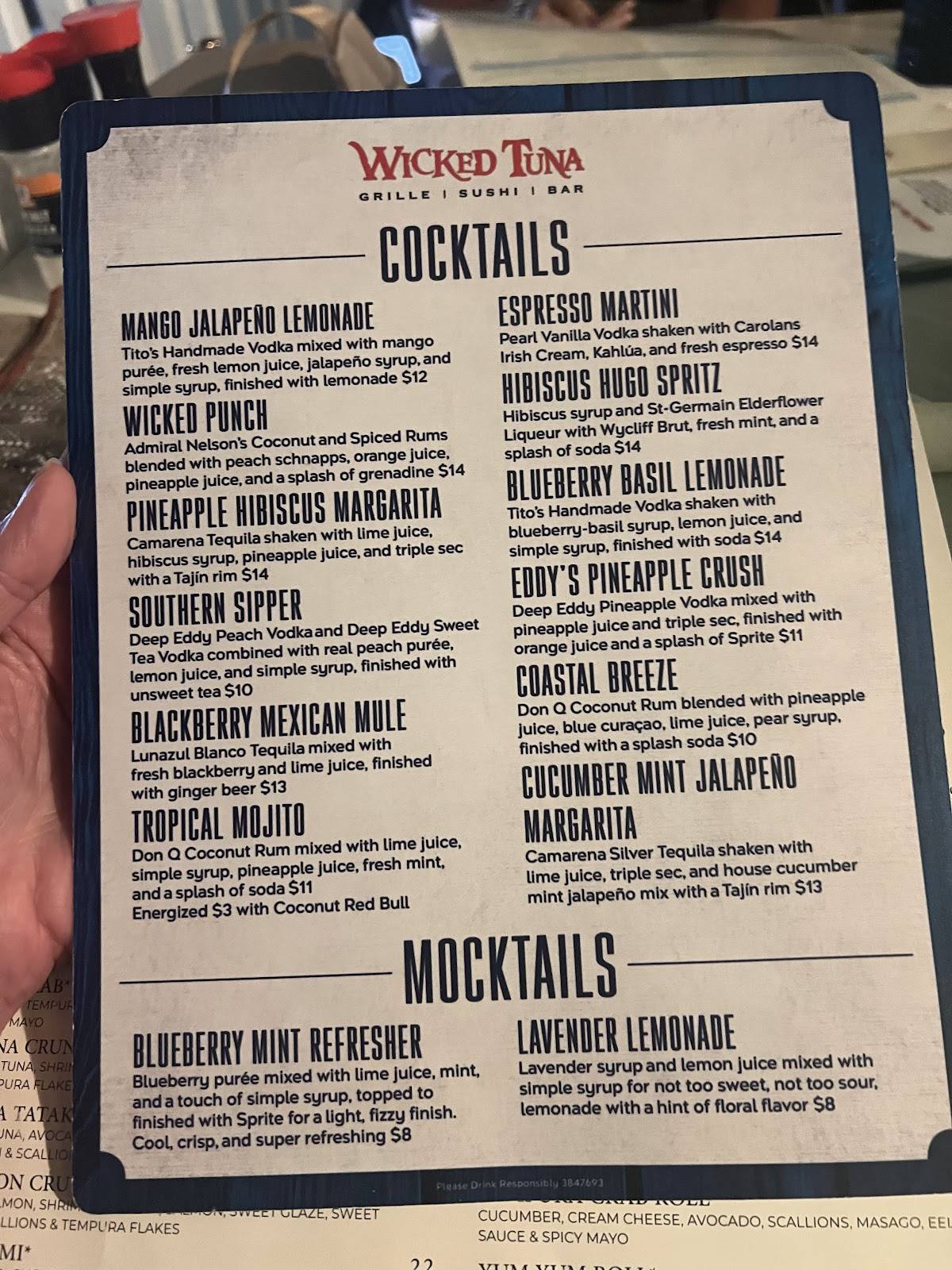 Wicked Tuna Grill, Sushi, Bar меню
