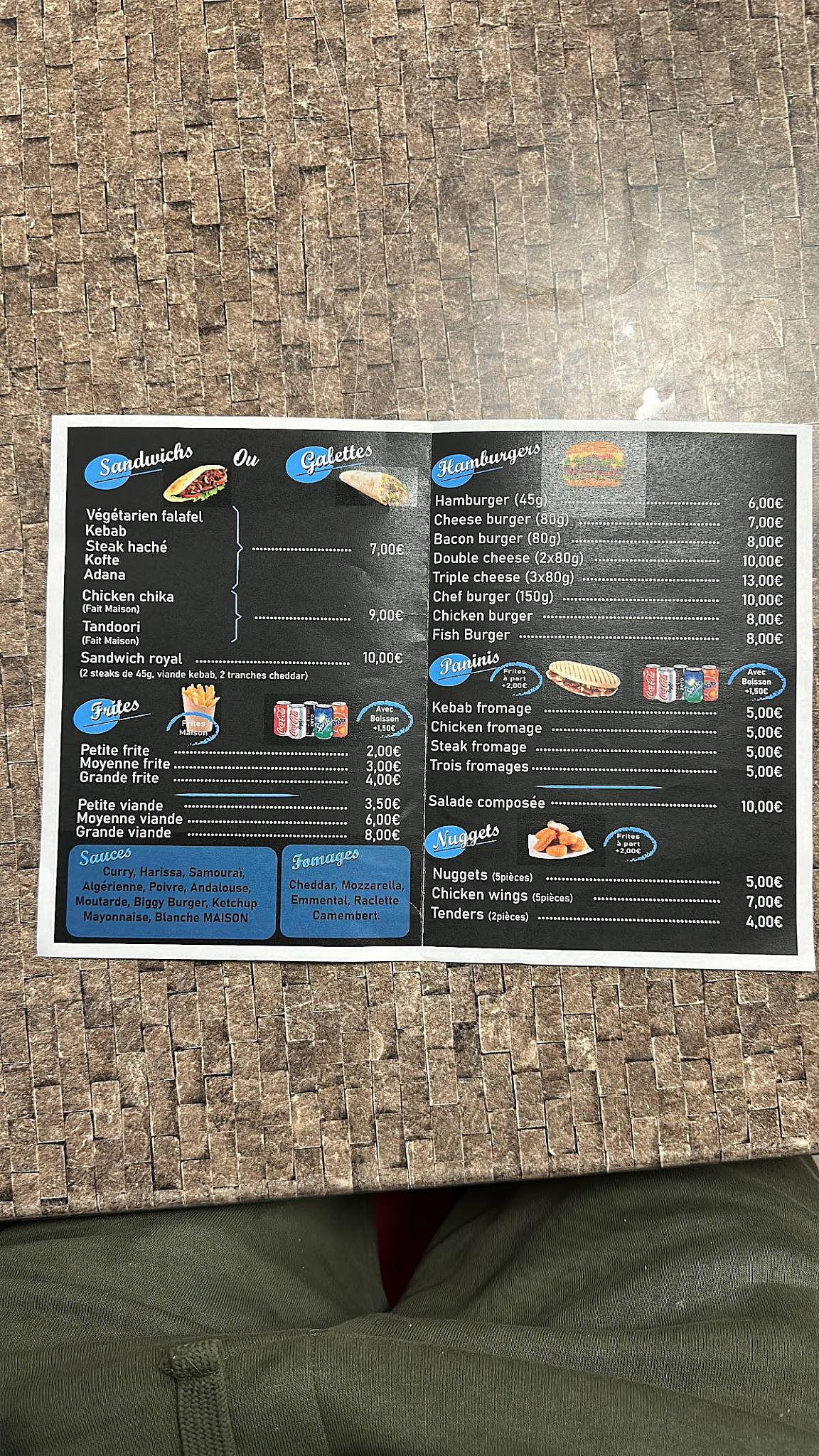 Zaen tacos et Kebab меню