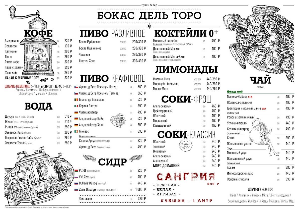 Бокас Дель Торо меню