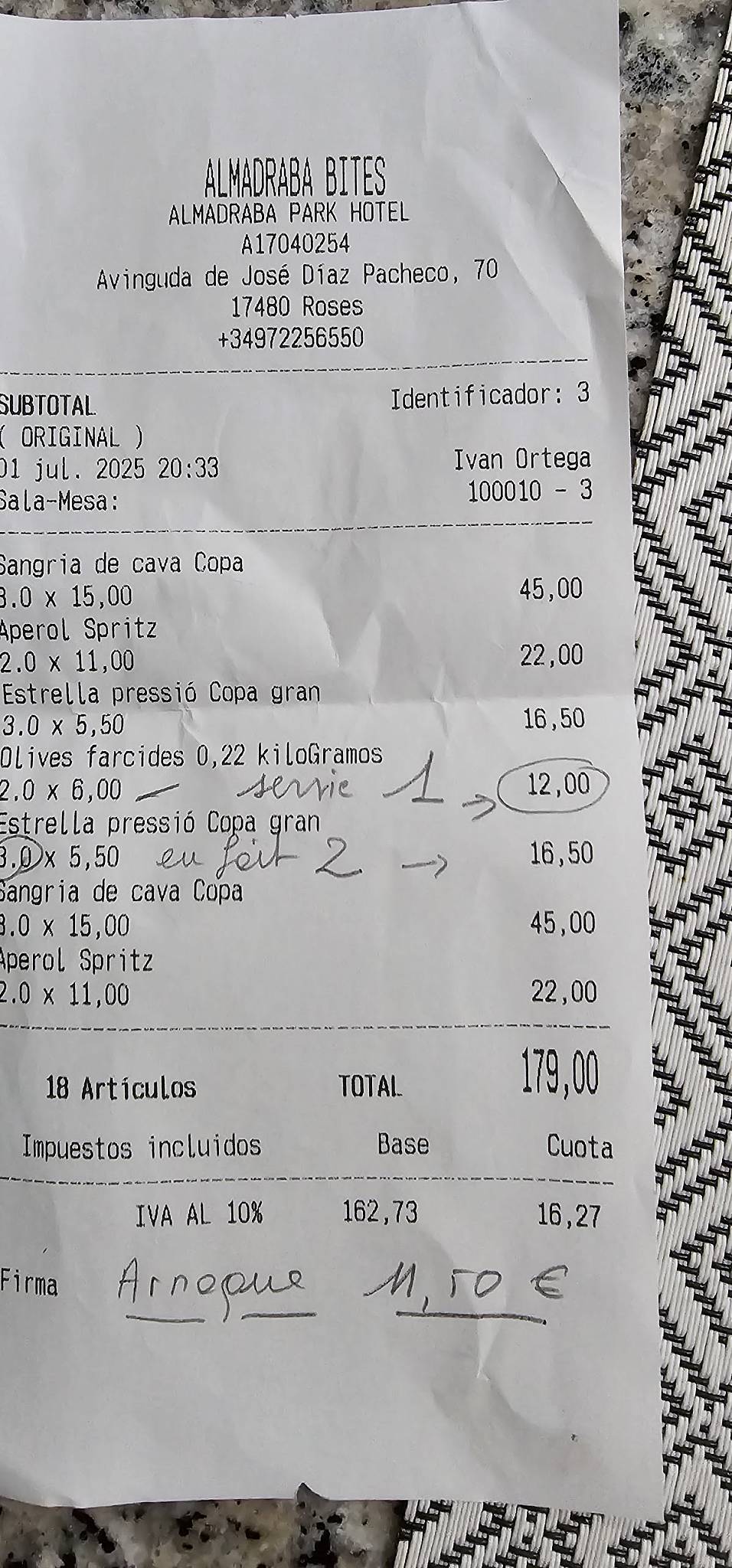 Restaurante @ Almadraba меню