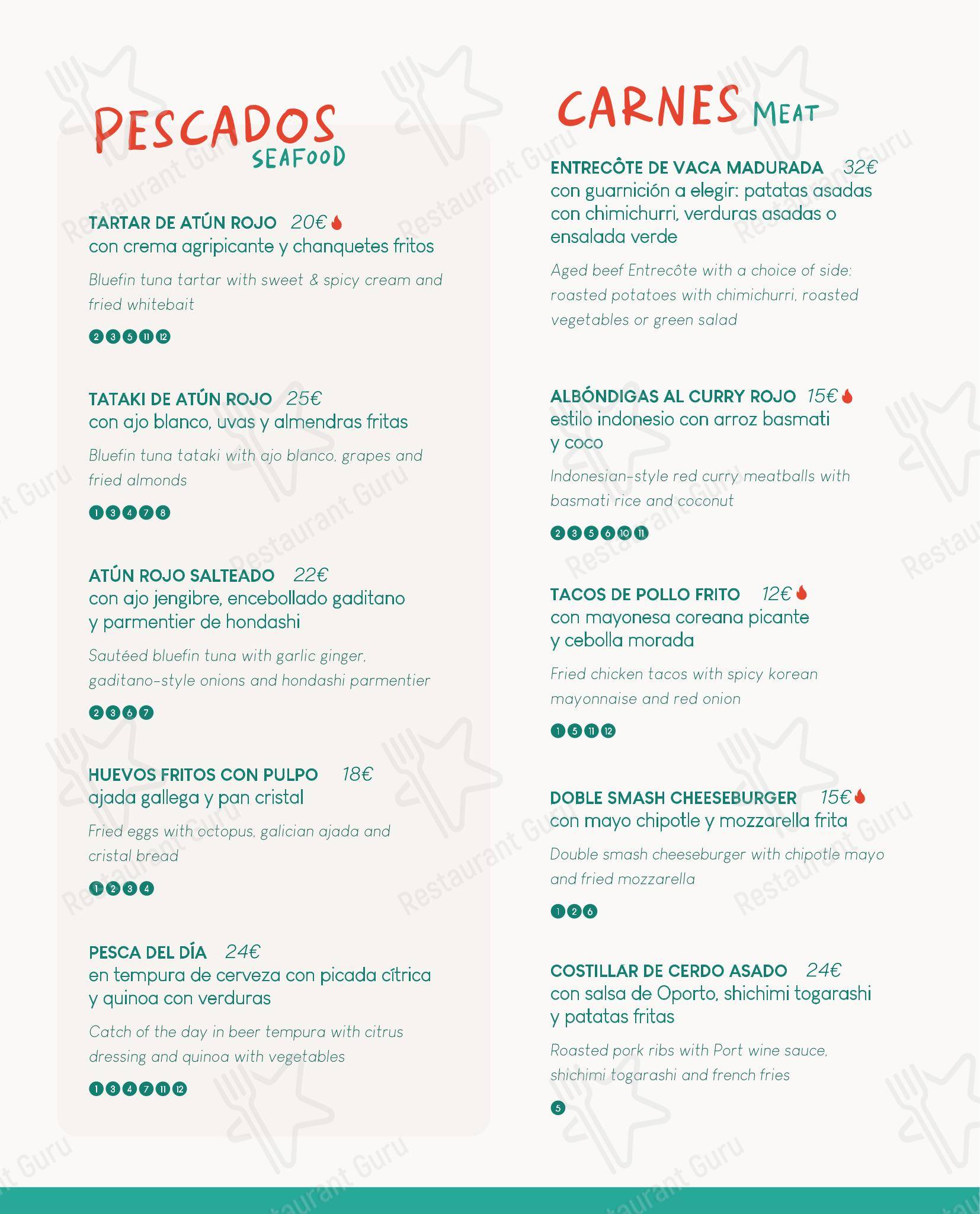 Меню напитков ресторана Restaurante Boca Ratón в Тарифе