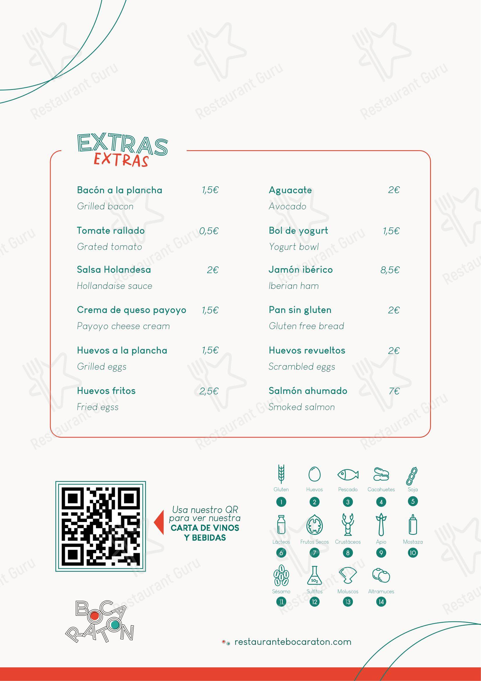 Меню ресторана Restaurante Boca Ratón - Основное меню