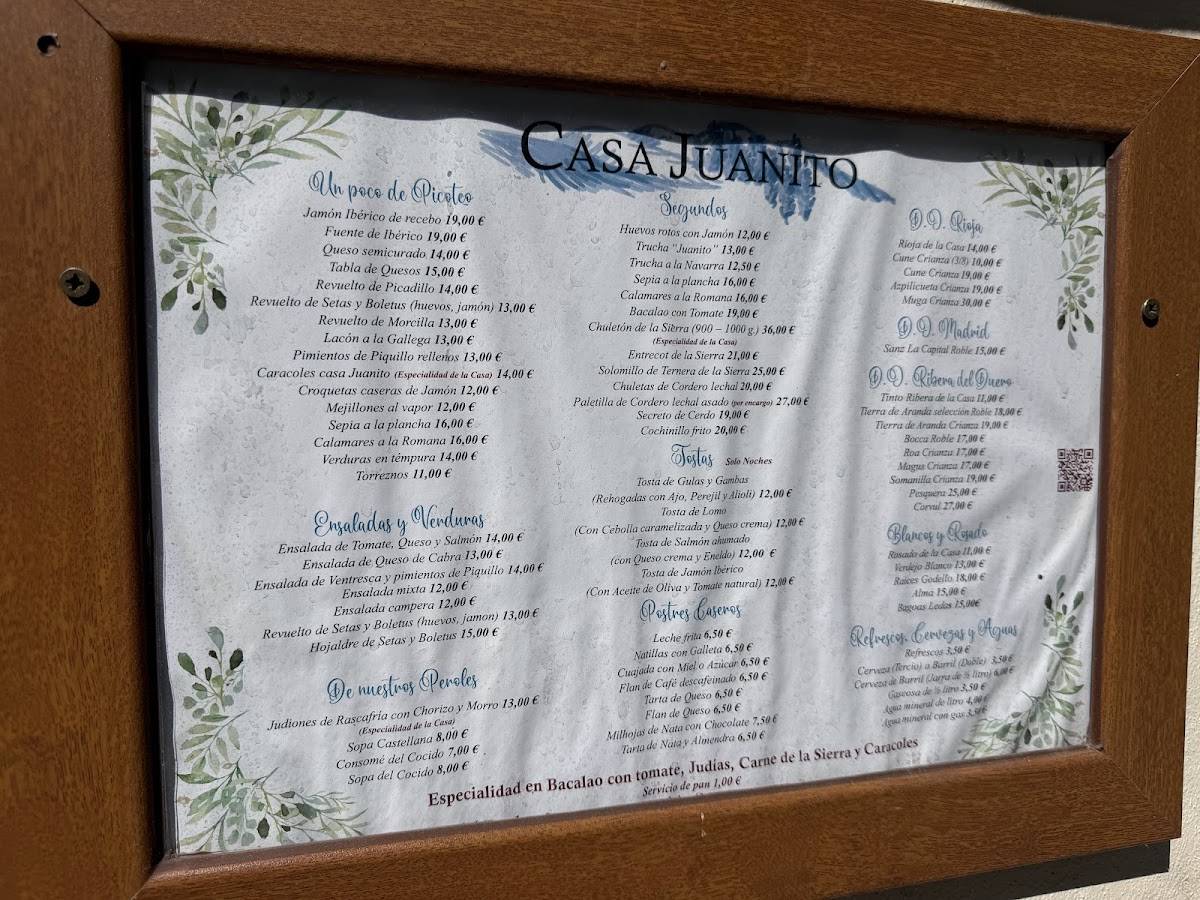 Restaurante Casa Juanito меню