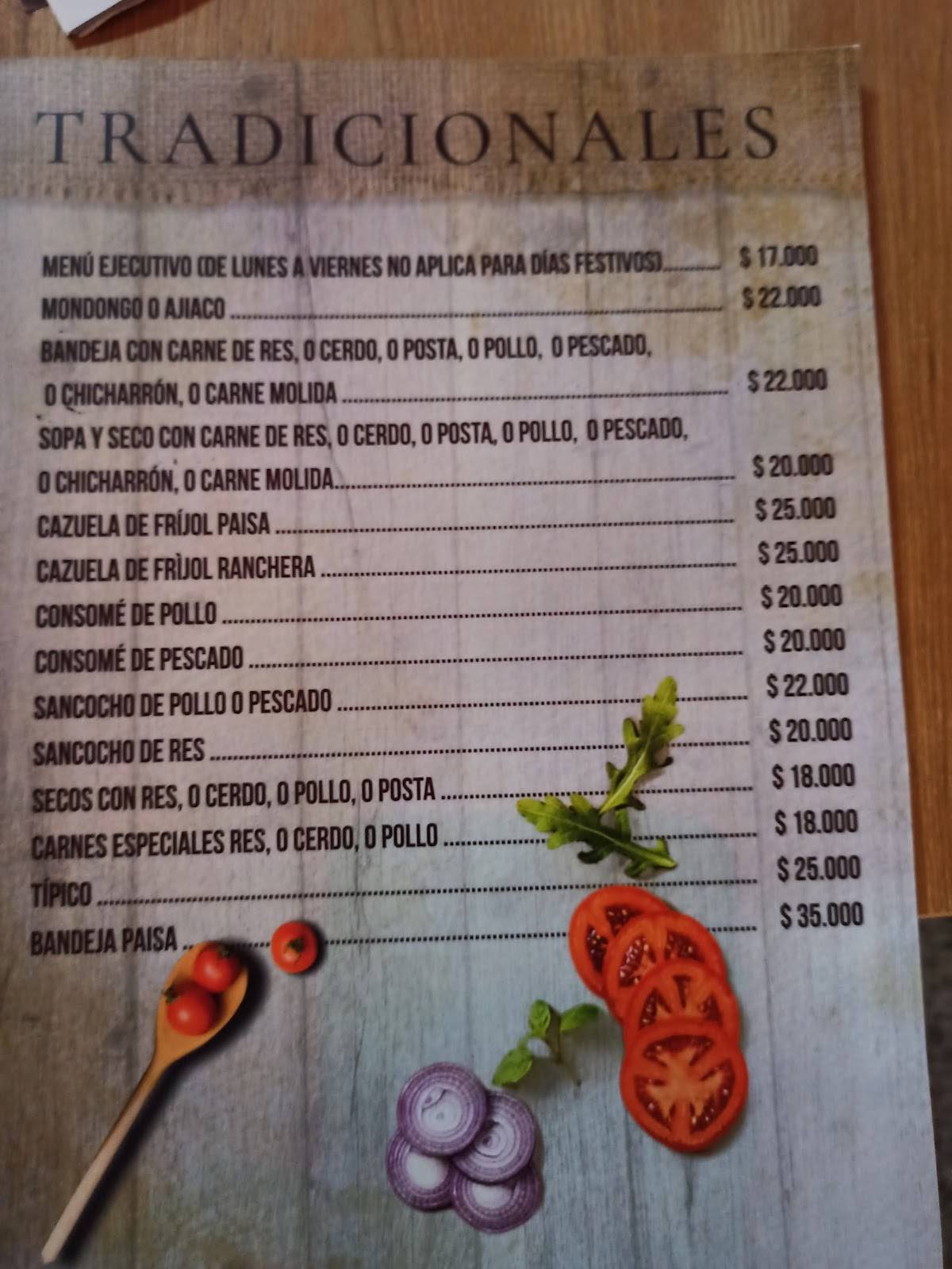 Restaurante El Manantial меню