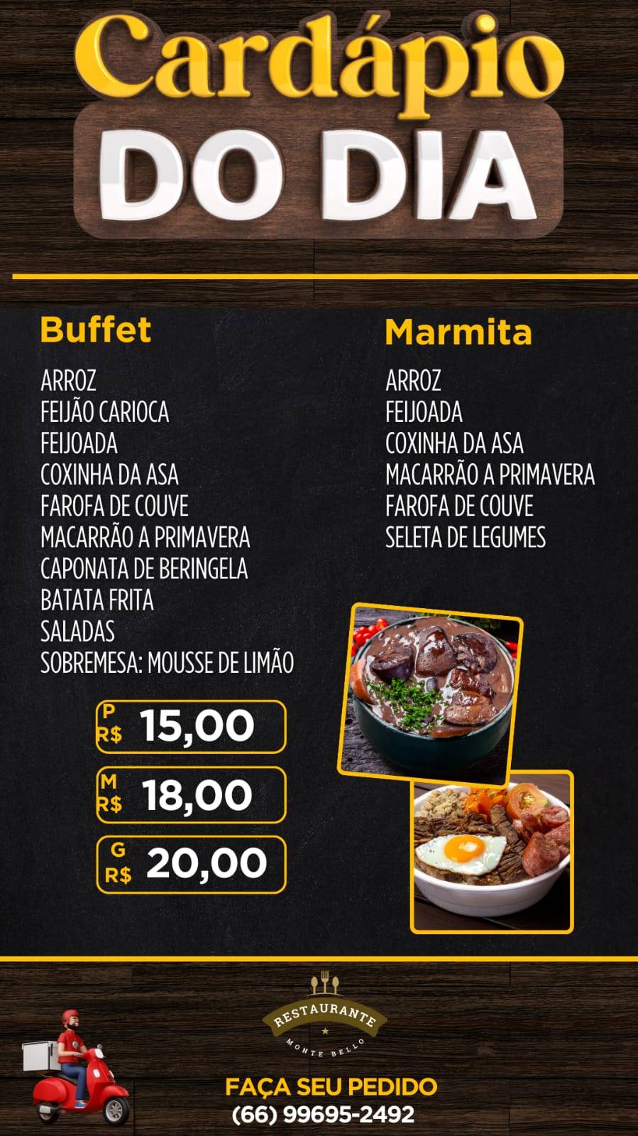 Restaurante Monte Bello меню