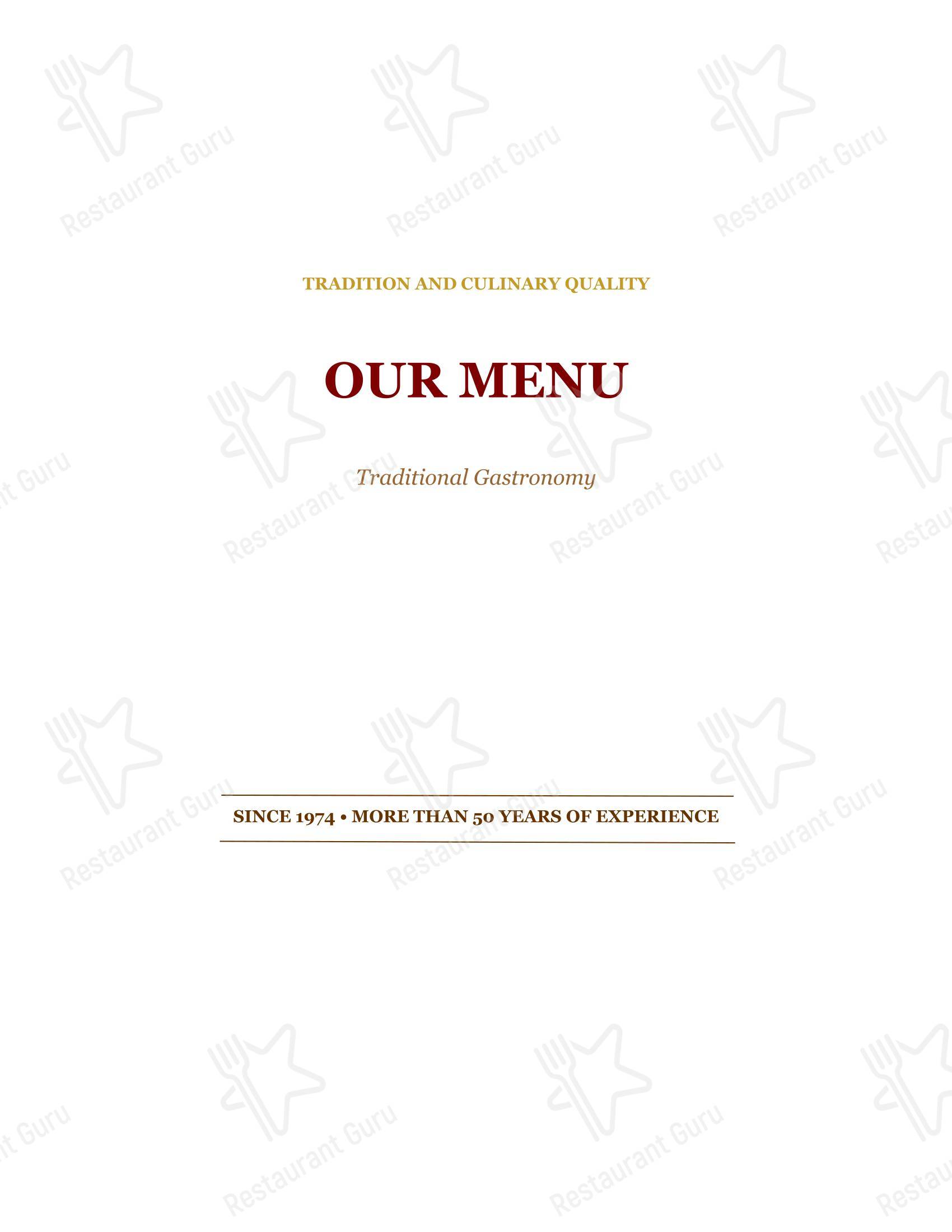 Основное меню ресторана Restaurante Oliver