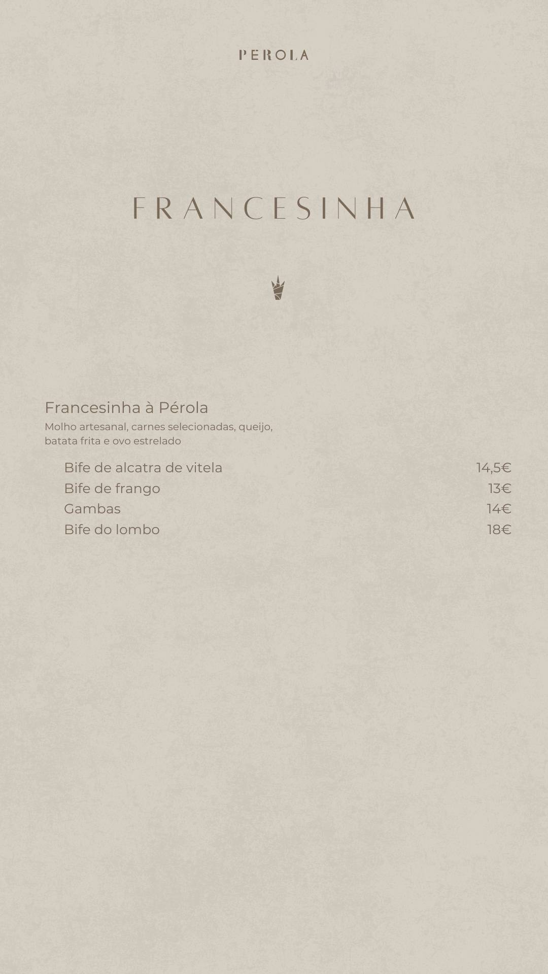 Pérola меню