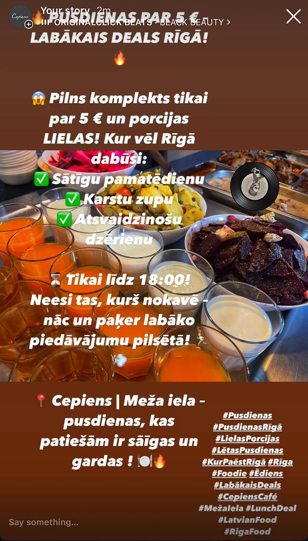 Cepiens меню