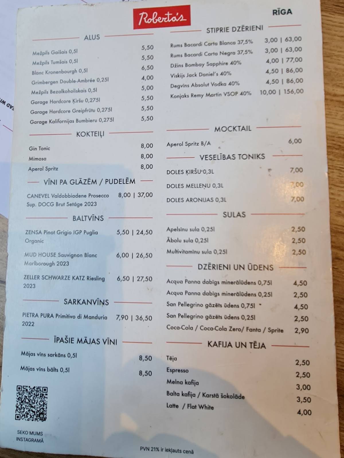 Roberta’s Pizza меню