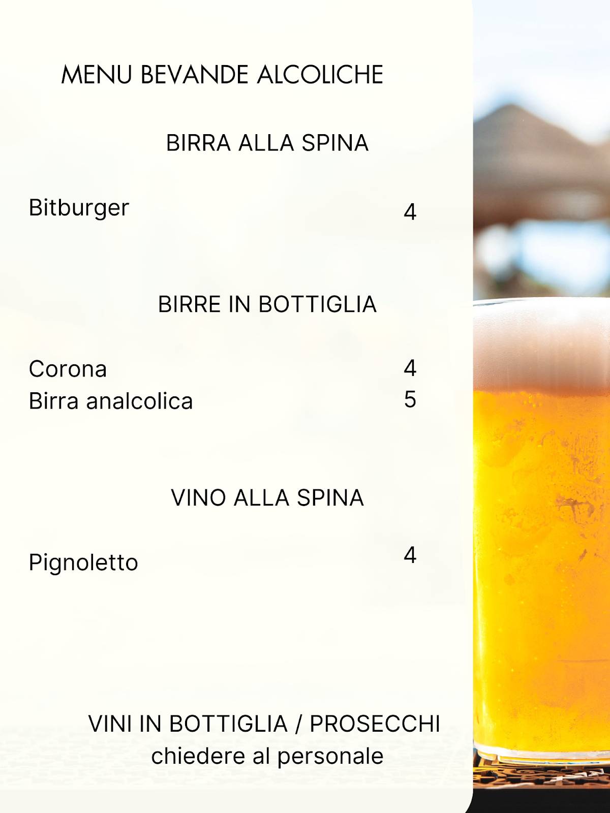 Chiringuito Tsunami Cocktail Bar Rimini меню
