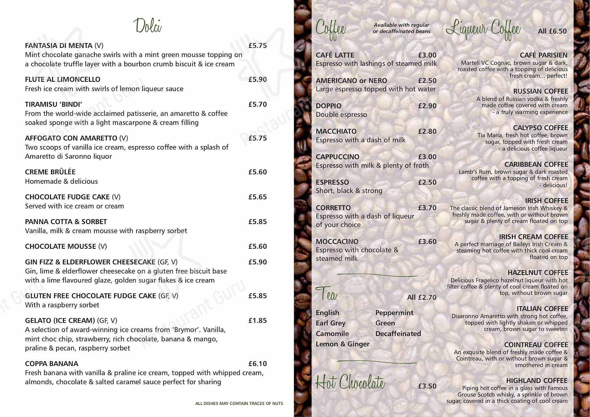 Prima Pizzeria в Рипоне - Pizza Menu