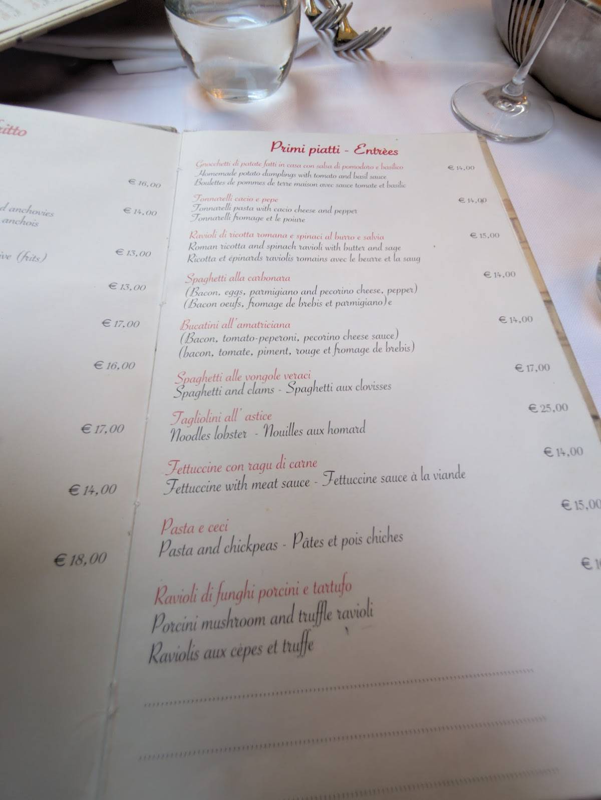 Ristorante Archimede меню