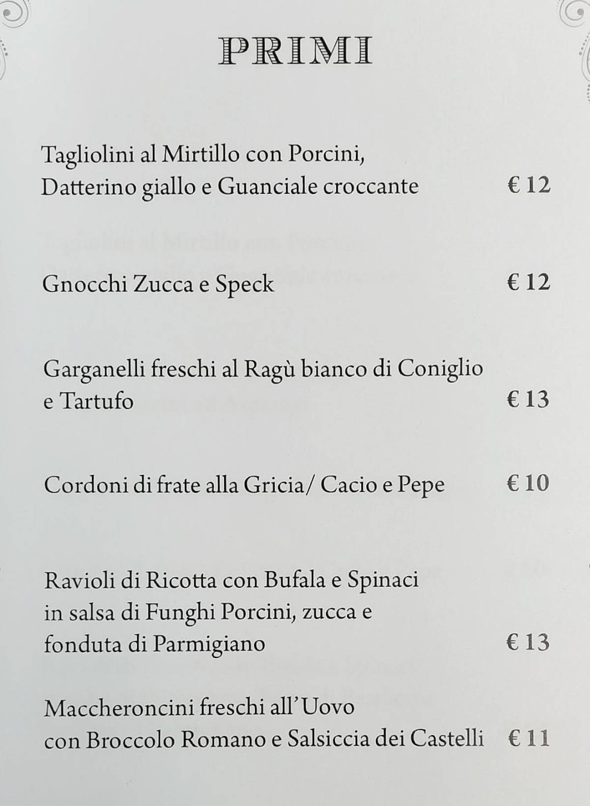 Ristorante Civico 13 меню