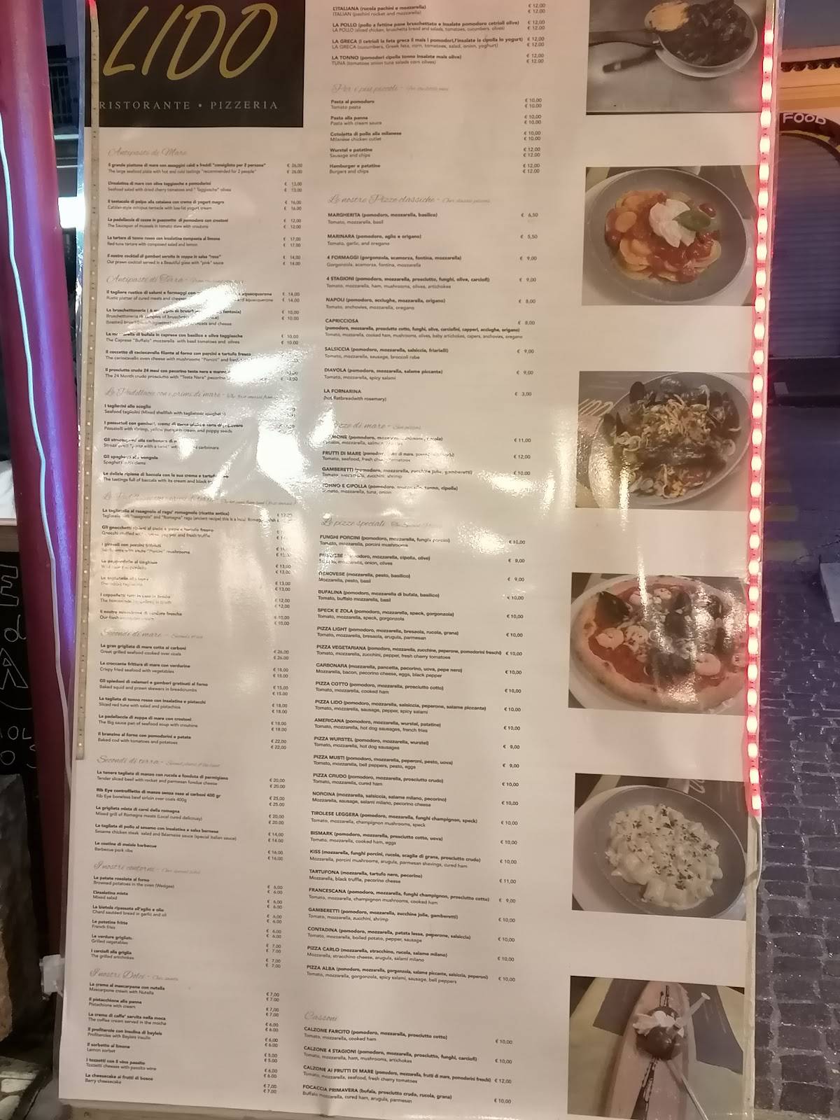 Ristorante Lido меню