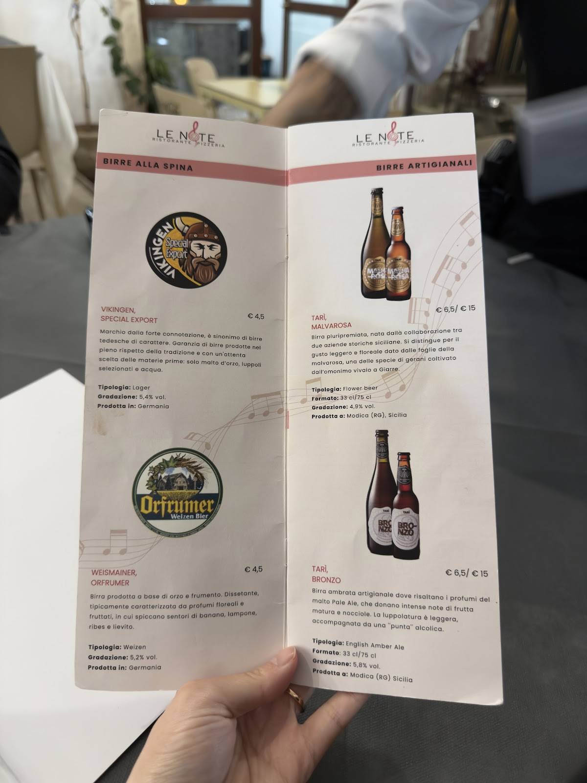 Ristorante - Pizzeria Le Note a Ragusa. меню