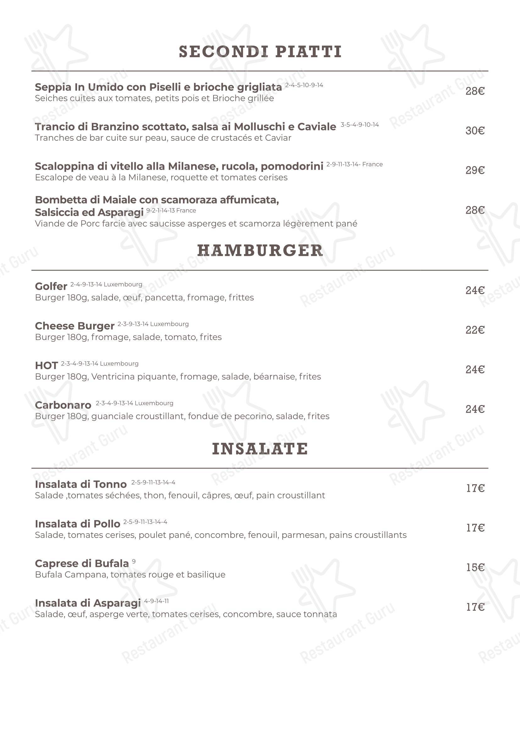 Меню напитков ресторана Ristorante Premio в Басе-Рантжане