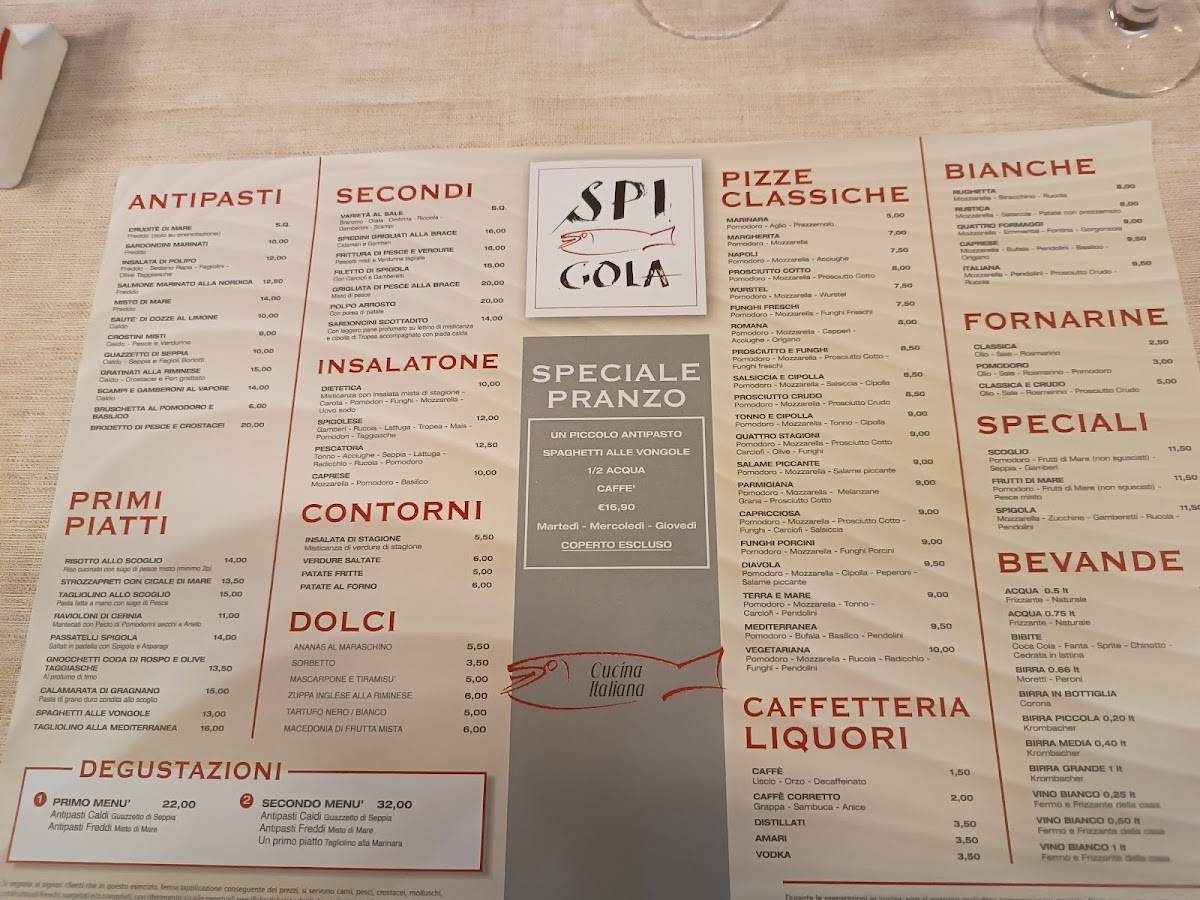 Ristorante Spigola меню