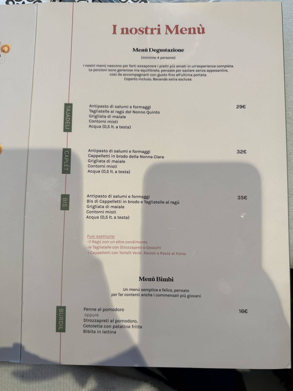 Ristorante Squadrani меню