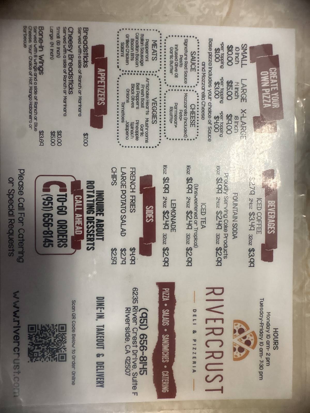 RiverCrust Deli меню