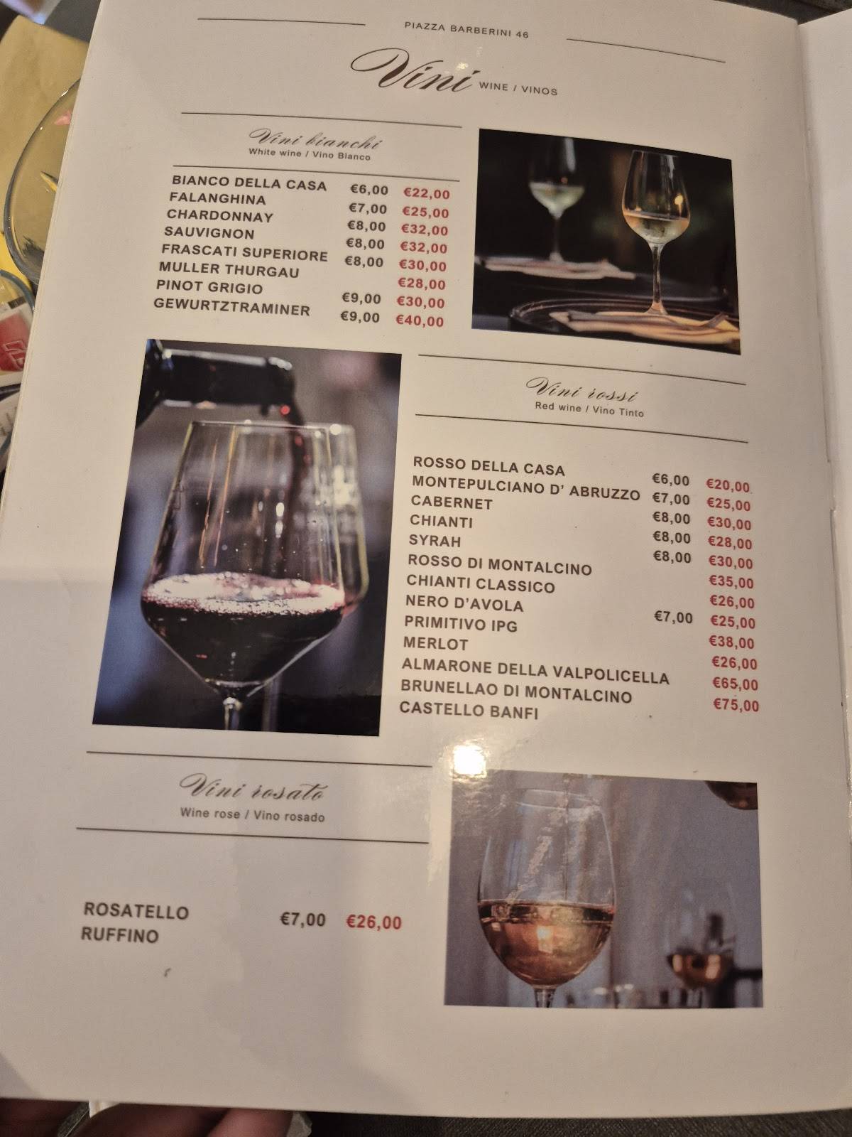 Barberini Express Roma меню