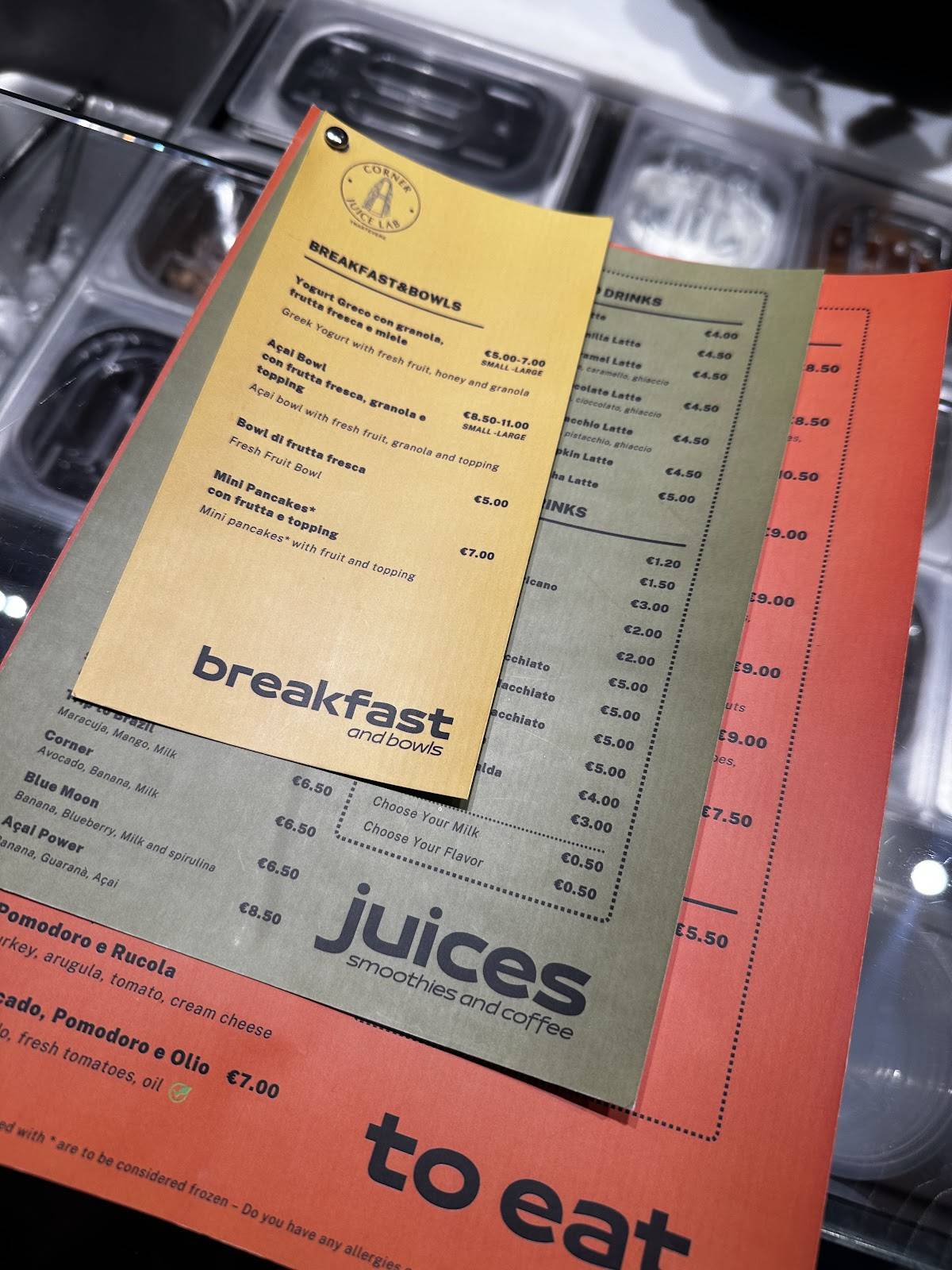 Corner Juice Lab меню