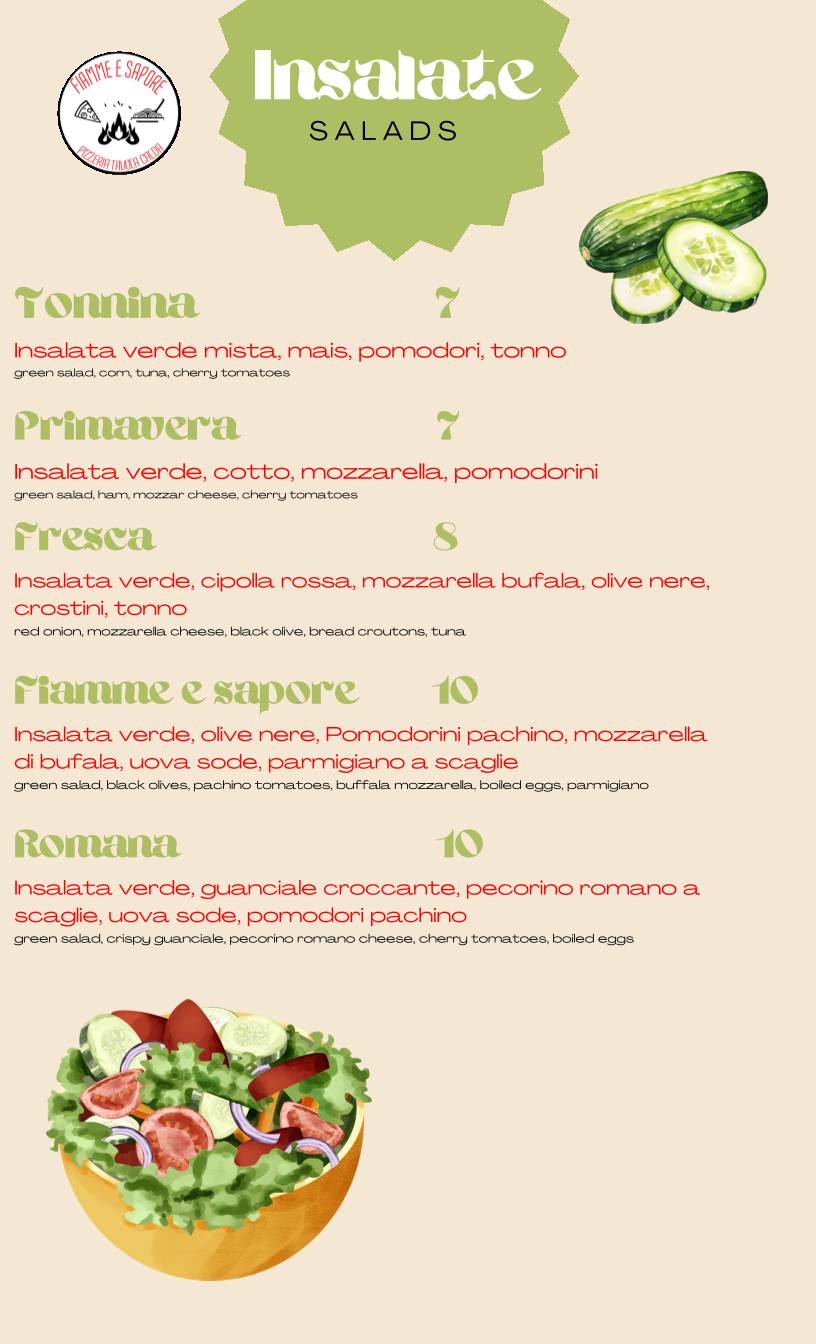 Fiamme e Sapore меню