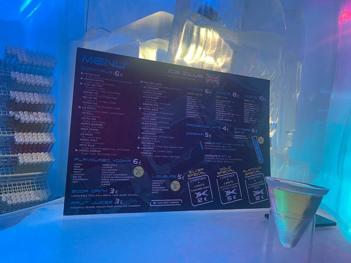 Ice Club Roma меню