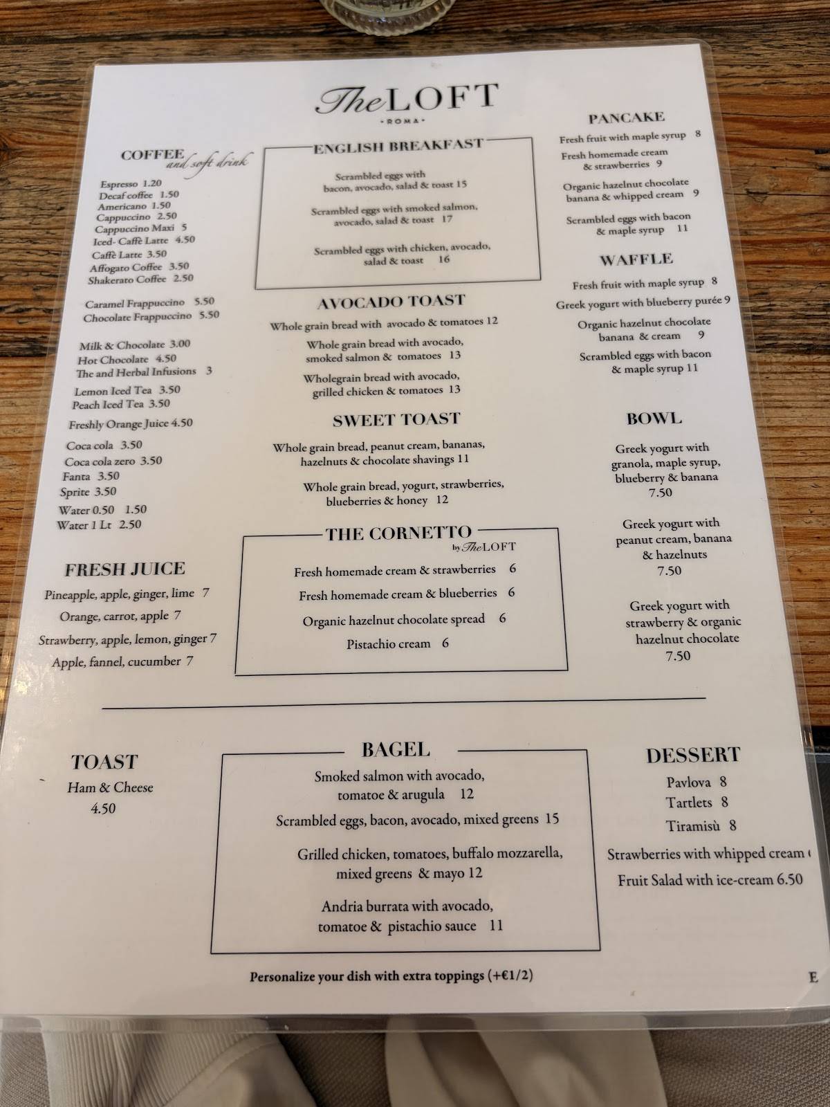 THE LOFT Colazione, Brunch & Pizza Dinner vicino San Pietro меню