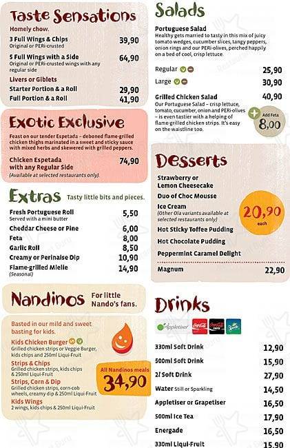 Nando's меню