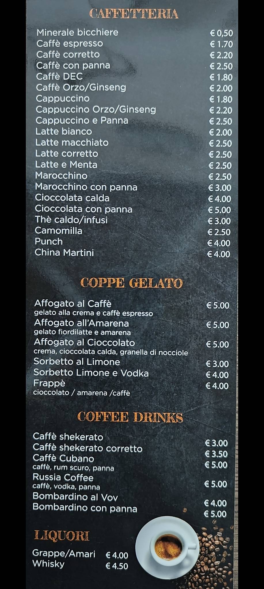 Roxy Bar Caffè Aperitivo Rivoli меню