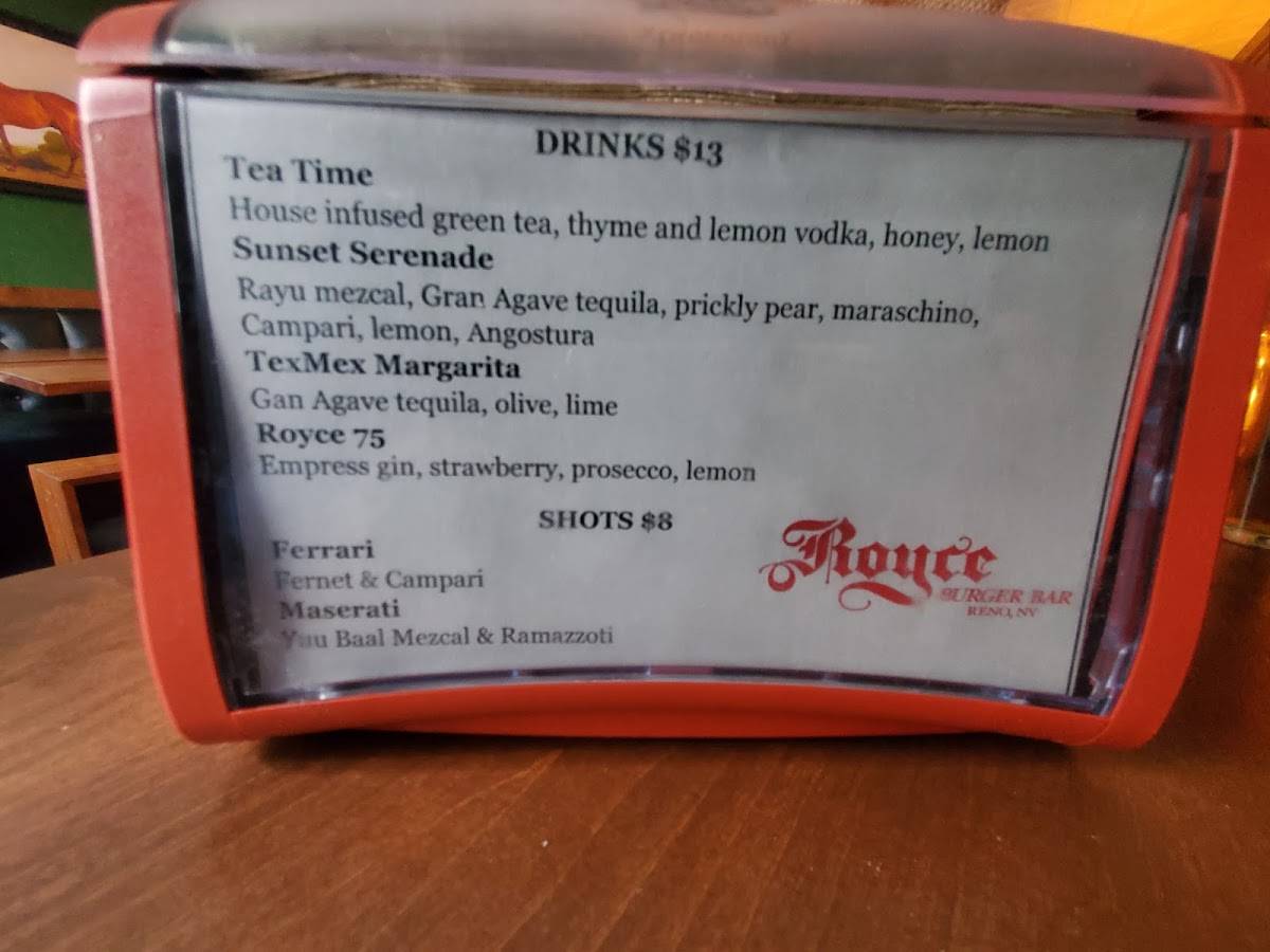 Royce Burger Bar меню