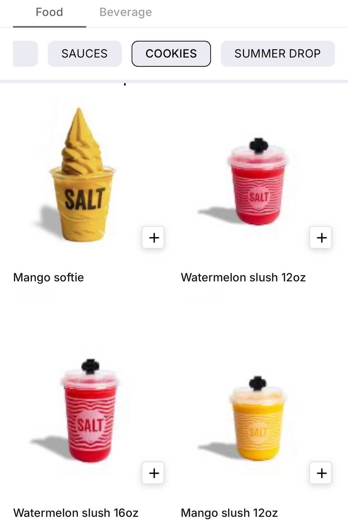 SALT меню