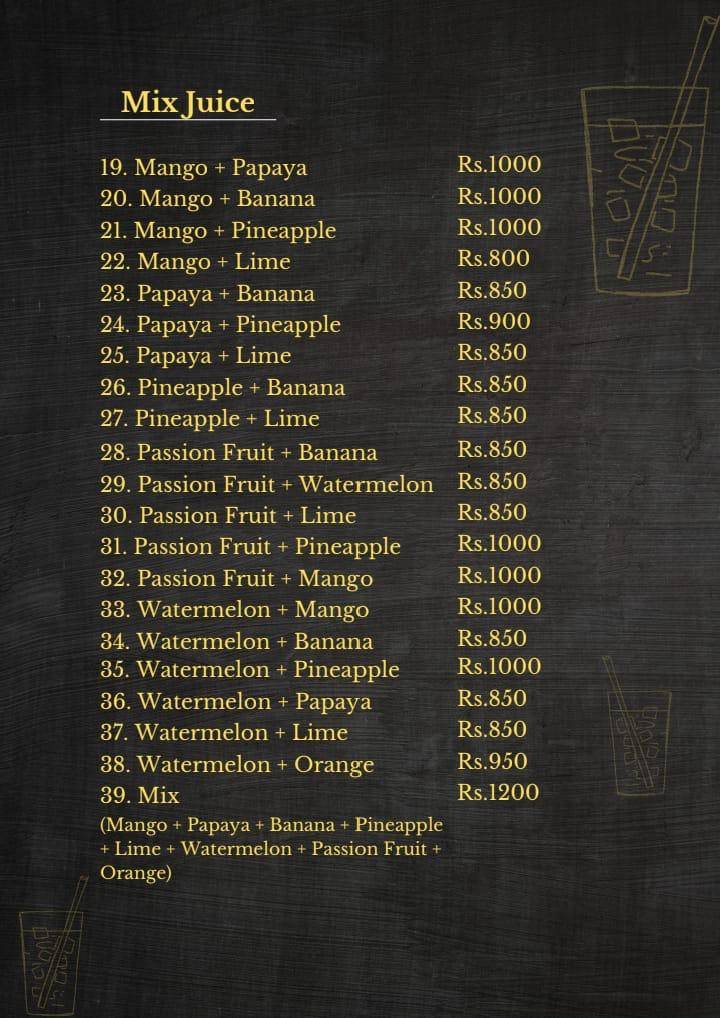 SIMBA REST SIGIRIYA меню