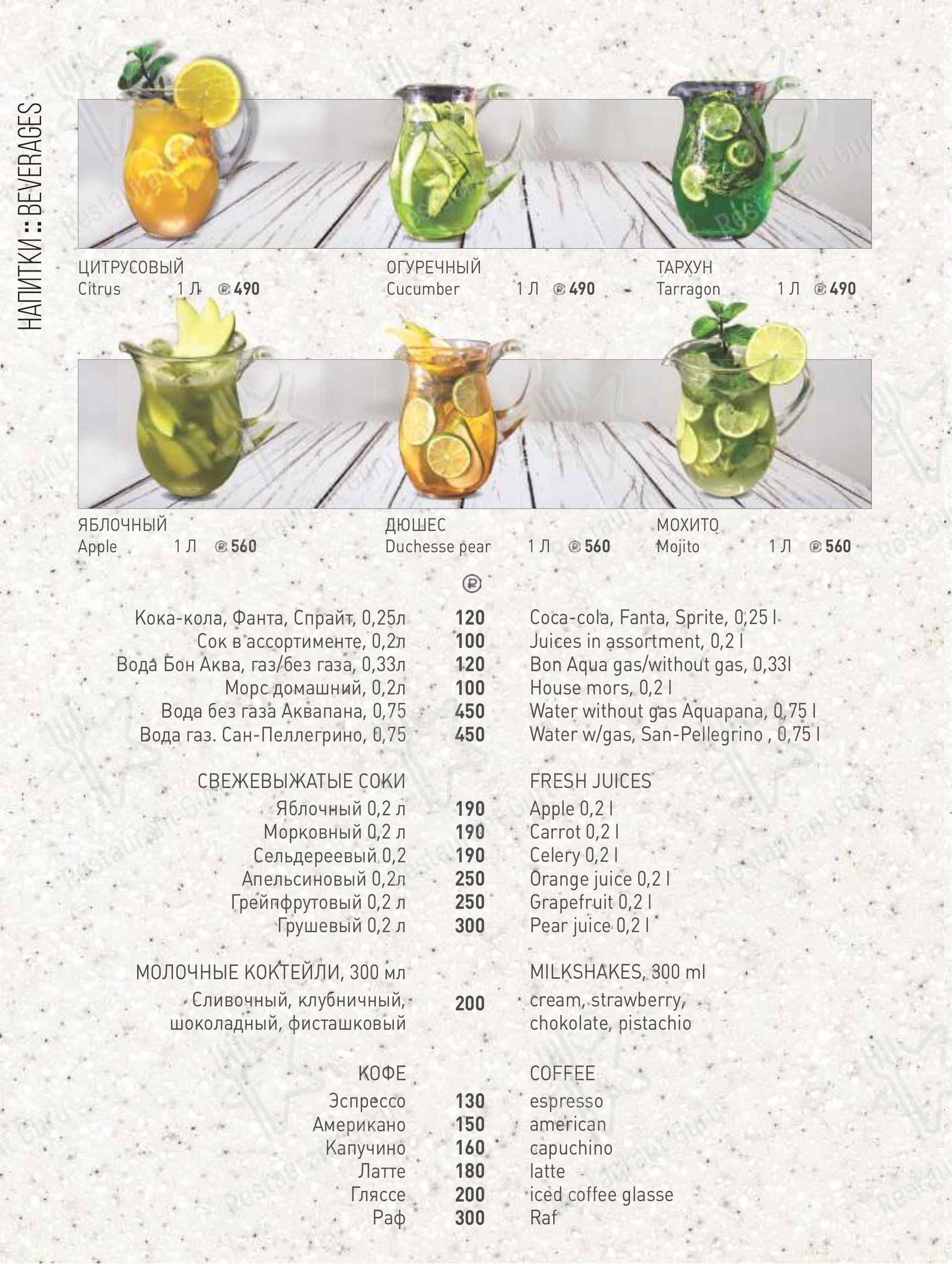 Меню стейк хауса Sw Bar