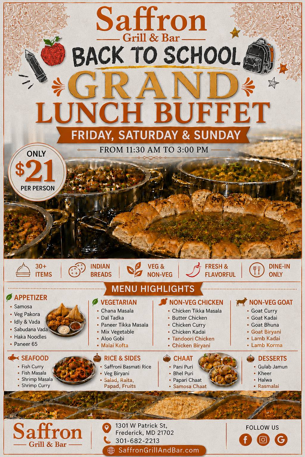 Saffron Grill & Bar меню