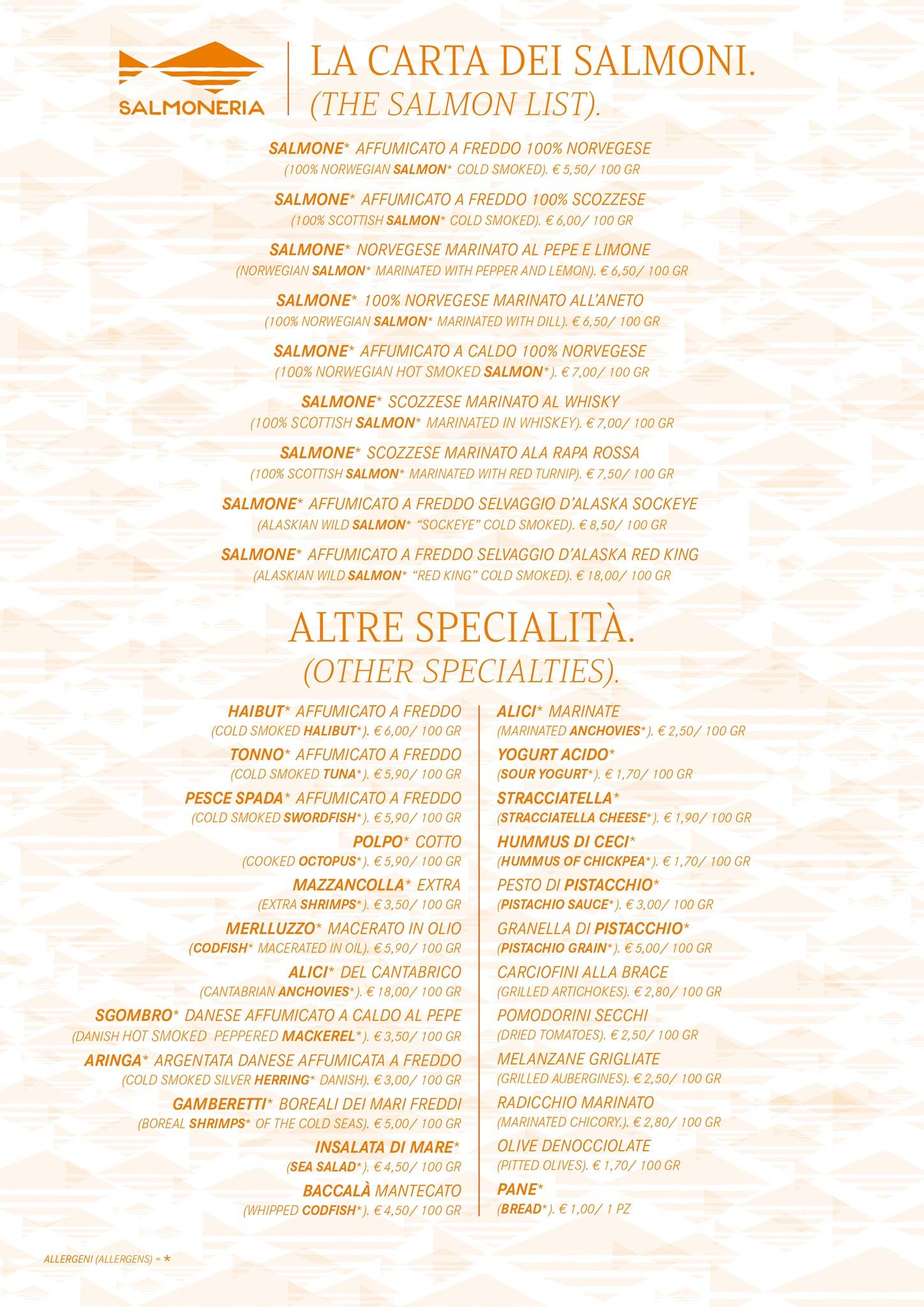 Salmoneria меню